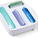 StoraBag Drawer Food Bags Dispenser, 4-Slot, Plastic Sandwich Bag Organizer for Kitchen Storage, White