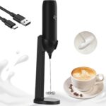 Rechargeable Milk Frother Handheld USB Type-C, Powerful Electric Foam Maker with Stand, Mini Drink Mixer for Coffee Latte, Cappuccino, Mocha, Macchiato, Frappe and Protein Powder