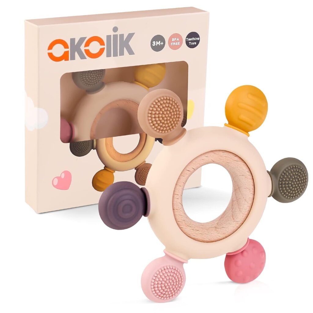 akolik Baby Teething Toys, Teething Relief Toy, BPA Free Baby Chew Toys Infant Toys Newborn Accessories, Teethers for Babies 0-3-6-9-12 Months Old Boys Girls