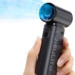 JISULIFE Portable Handheld Fan Life9, Turbo Power High Speed Air [18H Max Cooling Time], 5 Gear Wind, 5000mAh Rechargeable, Mini Pocket Design, Personal Fan for Travel Concerts Camping Makeup – Black