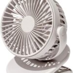 Drimran Battery Operated Clip on Fan, Rechargeable Portable Baby Stroller Fan with 360 Degree Rotation, 3 Speeds Quiet Small Desk Fan Personal Fan for Office Bedroom Camping Travel Outdoor Tent (Gray)