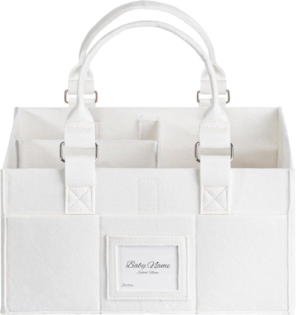 Baby Diaper Caddy Organizer for Neborn Essential Boy or Girl, Nursery Must Haves, White, Large