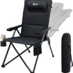 Portal Reclining Camping Chair with Adjustable Back Folding Camp Recliner for Adults Portable High Back Oversized, 400LBS (Black)