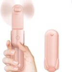 Mini Handheld Fan, Portable Hand Fan with USB Rechargeable, 2000 mAh Battery Operated, 3 Speeds Adjustable, 2 IN 1 Small Personal Pocket Fan for Women Girls Travel Outdoor