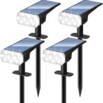 DINGLILIGHTING Solar Lights Outdoor Waterproof: IP65 Led Spot Light Decorations for Garden – 3 Lighting Modes Solar Powered for Yard – Dust to Dawn Uplighting Landscape Pathway Drive Patios 4PC White