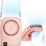 Gaiatop Mini Neck Fan, Rechargeable Handheld Desk Use, LED Power Display 3 Speed 360°Rotate Mirror for Lash Makeup, Cute Camera Design Small Portable USB Fans Personal Cooling Travel Essentials