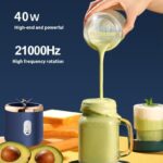 Portable milkshake blender and juicer, a set of 6-bladed mini blender with powerful functions and one touch operation, suitable for kitchen travel, USB rechargeable (Pink double cup)