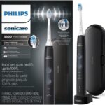 Philips Sonicare ProtectiveClean 5100 Rechargeable Electric Toothbrush, with Pressure Sensor, 3 Cleaning Modes, SmarTimer and QuadPacer, 14-Day Battery Life, Travel Case, Black, Model HX6850/60
