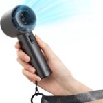 JISULIFE Handheld Fan Pro Series – Extreme Cooling Output: 1-100 Speed Scroll Wheel, Metal Body, Digital Display, 1.5H Fast Charge, 5000mAh-Portable Fan for Travel Outdoor, Gifts for Women Men(Grey)