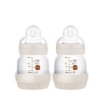 MAM Easy Start Anti-Colic Baby Bottles, Extra Slow Flow, Breastfeeding-Like Silicone Nipple Bottle, Reduces Colic, Gas, & Reflux, Easy-to-Clean, BPA-Free, Vented Baby Bottles for Newborns, 0-3 Months