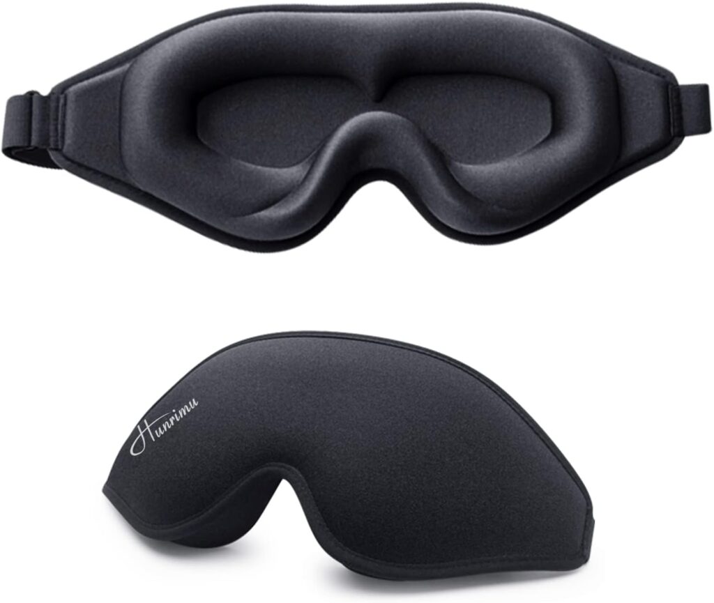 Sleep Eye Mask for Women Men, Soft and Comfortable Night Eye Mask for Sleeping, 3D Blockout Eye Cover for Travel, Blindfold with Adjustable Strap (Black)