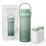 Momcozy 22oz Portable Breast Milk Cooler for Outdoor, Life Saver with 360° Total Cooling for 24 Hours, Larger Capacity Travel Breastmilk Chiller with 2pcs Baby Bottles for Breastmilk Storage, Green
