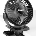 Viniper 6 inch Rechargeable Clip on Fan, 5000mah Battery Desk Fan : 360° Rotation & 3 Speeds Strong Wind Portable Fan, 8-30 Working Hours, Quiet and Powerful (Black)