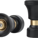 Hose Nozzle, Lichamp 2 Pack Heavy Duty Brass Fireman Style High Power Leak Proof Adjustable Garden Water Sprayer, Suitable for Car Wash, Patio Cleaning, Watering Lawn and Garden, Shower Pets (Black)