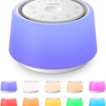 White Noise Sound Machine | Sound Machine for Baby Rechargeable | 30 Soothing Sounds | 10 Colors Night Light | White Noise Machine for Sleep Baby Adults Portable Sound Machine for Home Travel
