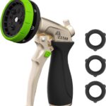 Garden Hose Nozzle,Metal Spray Nozzles with 8 Adjustable Watering Patterns,Heavy Duty Labor-Saving Design Water Hose Nozzle with Flow Control For Outdoors Lawn Watering Car Washing