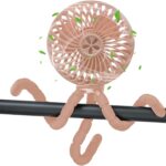 wyewye Baby Stroller Fan, Mini Portable Stroller Fan with Flexible Tripod Clip on for Baby, Rechargeable and Battery Operated Handheld Cooling Fan for Car Seat Crib Travel Pink