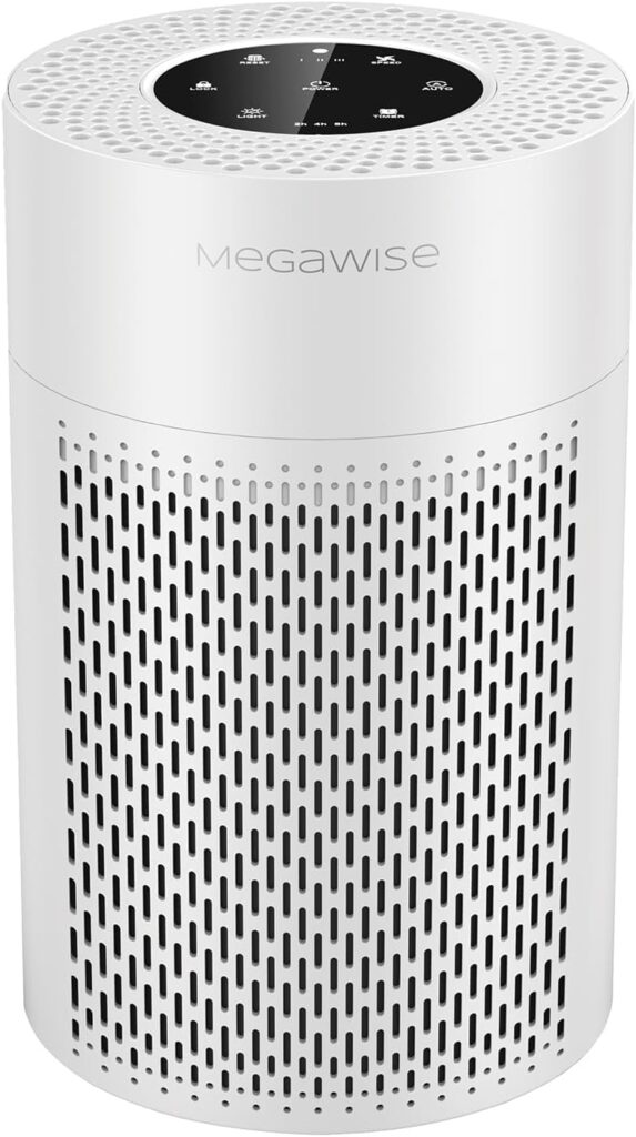MEGAWISE 2025 Updated Version Smart Air Purifier for Home Large Room up to 1076ft², H13 True HEPA Filter with Smart Air Quality Sensor, Sleep Mode, Quiet for Smoke, Pets Hair, Odors, White