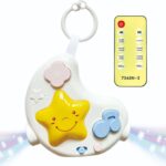 White Noise Machine and Baby Soother with Remote, 108 Lullaby Music, Soothing Sounds and Night Light for Newborn Nursery Sleeping, Musical Crib Toy, Portable Baby Sound Machine for Travel