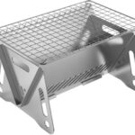 WINB Portable Folding BBQ Grill for 1-2 People – Mini Charcoal Grill for Camping, Compact Stainless Steel Fire Pit with Carry Bag, Outdoor Grill for Backyard, Hiking & Picnic (8.2X5.5 IN)