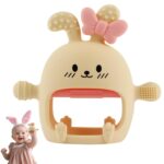Chuya Bunny Teether Toys,Bunny Teething Mittens for 0-12 12-24 Months Baby Infant Textured BPA-Free Silicone Chew Toys Soothe Sore Gums