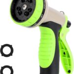 Garden Water Hose Nozzle ABS Water Spray Nozzle with 10 Spray Modes Suitable for Watering Plants, Iawns and Gardens, Car Washing, Cleaning, Showering Pets and Outdoor Fun, Light Green