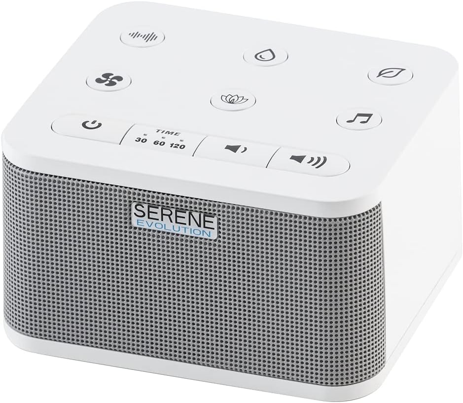 Serene Evolution 45 Sound Portable White Noise Machine – Sleep Sound Machine for Adults, Kids, Baby, Home, Office Privacy – White Noise Machine for Office – Nature Sound Machine – White Noise Maker