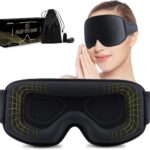 Widened 3D Sleep Mask for Big Head Lash Extensions, 100% Blackout Eye Mask for Sleep, Washable Soft Light Sleeping Mask with Adjustable Strap for Men, 0 Pressure Eye Cover with Earplug (Black)