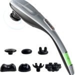 MEGAWISE Handheld Back Massager | Deep Tissue Percussion Massage for Back, Neck, Shoulders, Waist and Legs (Cordless Silver)