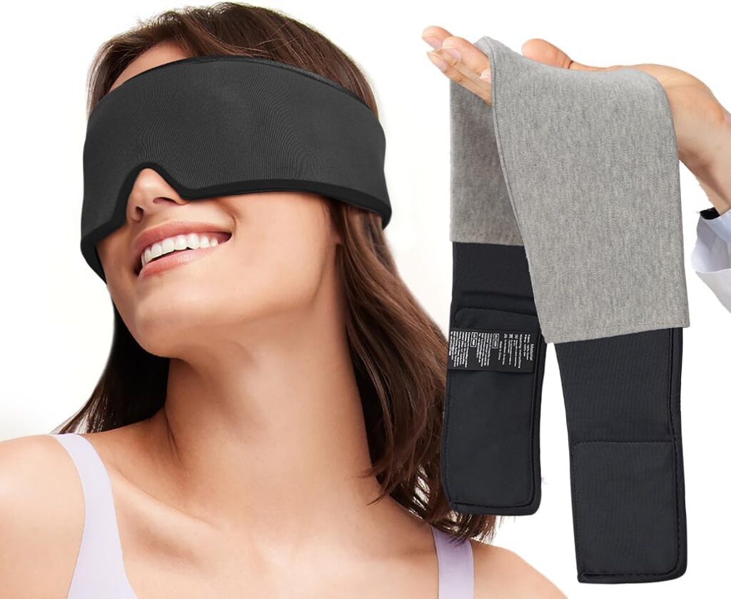 Umisleep Cooling Sleep Mask with Washable Cover, Reusable Eye Mask for Cold Compress Therapy, Soft Ice Pack, Gel Eye Cover for Puffy & Dry Eyes, Headache, Migraine Relief, Stye Eye Treatment, Black