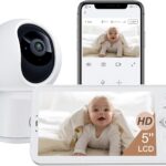 ARENTI WiFi Baby Camera Monitor B2 Kit 2025 Upgraded, 5-inch Wireless Display, Smartphone App, Encrypted Connection, Lullaby, Super Night Vision, Auto Tracking, Temp Sensor, Support Local Storage