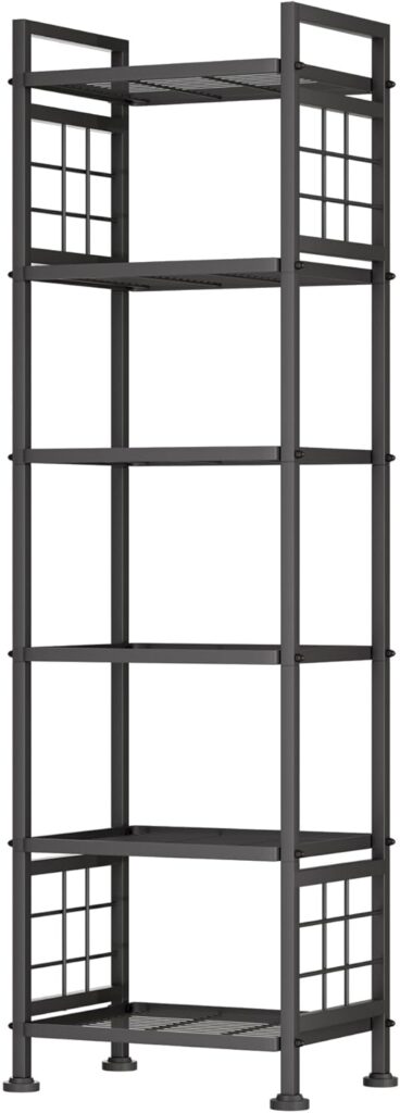 GIOTORENT 6-Wire Standing Storage Shelf for Bathroom Organizers and Storage & Laundry Room Organization, Metal Shelving Unit Pantry Rack for Kitchen & Bathroom, Black