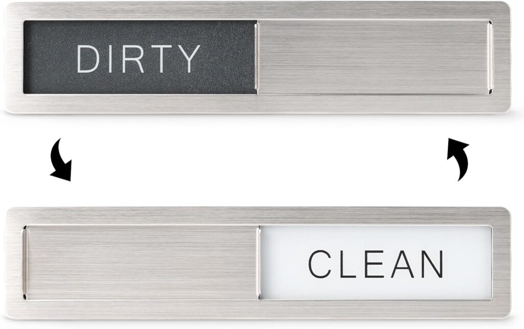 KitchenTour Dishwasher Magnet Clean Dirty Sign, Premium Stainless Steel Clean Dirty Magnet for Dishwasher Funny, Strong Magnet Non-Scratch Dishwasher Sign Kitchen Decor and Accessories