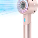 Handheld Fan, Mini Small Portable Turbo Fan, USB Type-C Rechargeable with 4 High Speeds Personal Fans, Max 16 Hours Working Time, Small Hand Fan for Travel, Camping, Office, Home, Outdoor – Pink