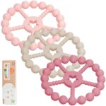 Baby Teething Toys 0-12 Months – Loviomad Ring Teether Baby Toys, Newborn Infant Essentials, Food Grade Silicone Teething Toys for Babies 6-12 Months, Shower Gifts Teething Relief (Girl/Boy)