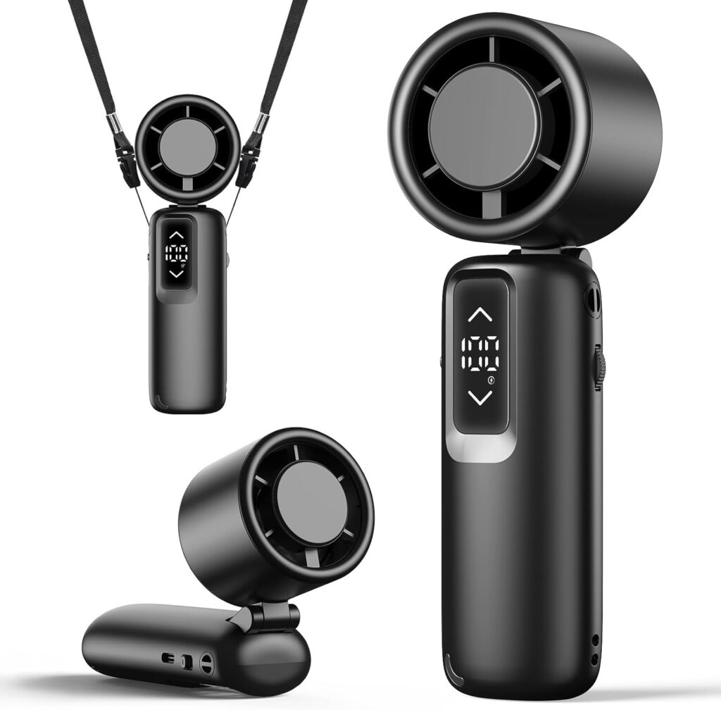 Portable Handheld Turbo Fan, 1-100 Gear Wind, Battery Operated, Up to 23 Working Hours, 3 IN 1 Personal Fan with Air Turbo Tech, Cooling Essentials for Indoor/Outdoor