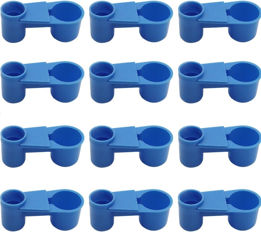 12Pcs Automatic Bird Drinker Feeder Plastic Soda Pop Water Bottle Cup or Pigeons Parrot Chicken Feeder Poultry Cage Cup Supplies (Blue)