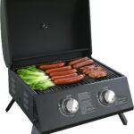 Table Top Grill Propane. Portable Propane Small Gas Grill With Dual Burners, Twist-Start Ignition, Small Grill Outdoor Perfect For Camping, Tailgating, And Grilling, With Easy Installation.