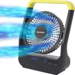 Gazeled F15 Battery Powered Fan, Long Lasting Battery Operated Fans for Camping, Portable D-Cell Desk Fan with Timer, 3 Speeds, Whisper Quiet, 180° Rotation, for Office, Bedroom, Outdoor, 5”