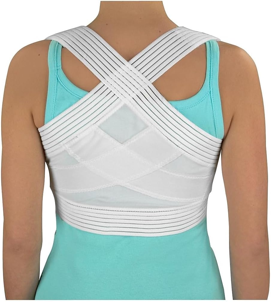 DMI Posture Corrector for Men and Women, Adjustable Criss-Cross Support for Reducing Back Pain and Strain, Comfortable and Breathable, Machine Washable, White, Medium-Large, 38″ to 40″ Chest Size