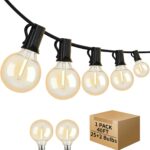 40FT LED Outdoor String Lights Waterproof, G40 LED Globe Outdoor Lights for Patio with 27 Edison Vintage Shatterproof Bulbs, Connectable Backyard Light for Garden, Bistro, Porch, Cafe