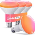Govee BR30 Smart Light Bulbs, Works with Matter, Alexa and Google Assistant, LED Light Bulb, WiFi RGBWW Color Changing Flood Light Bulbs, Recessed Can Light Bulb, 2.4Ghz only, 850 Lumen, 4 Pack