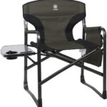 EVER ADVANCED Lightweight Folding Directors Chairs Outdoor, Aluminum Camping Chair with Side Table and Storage Pouch, Heavy Duty Supports 350LBS