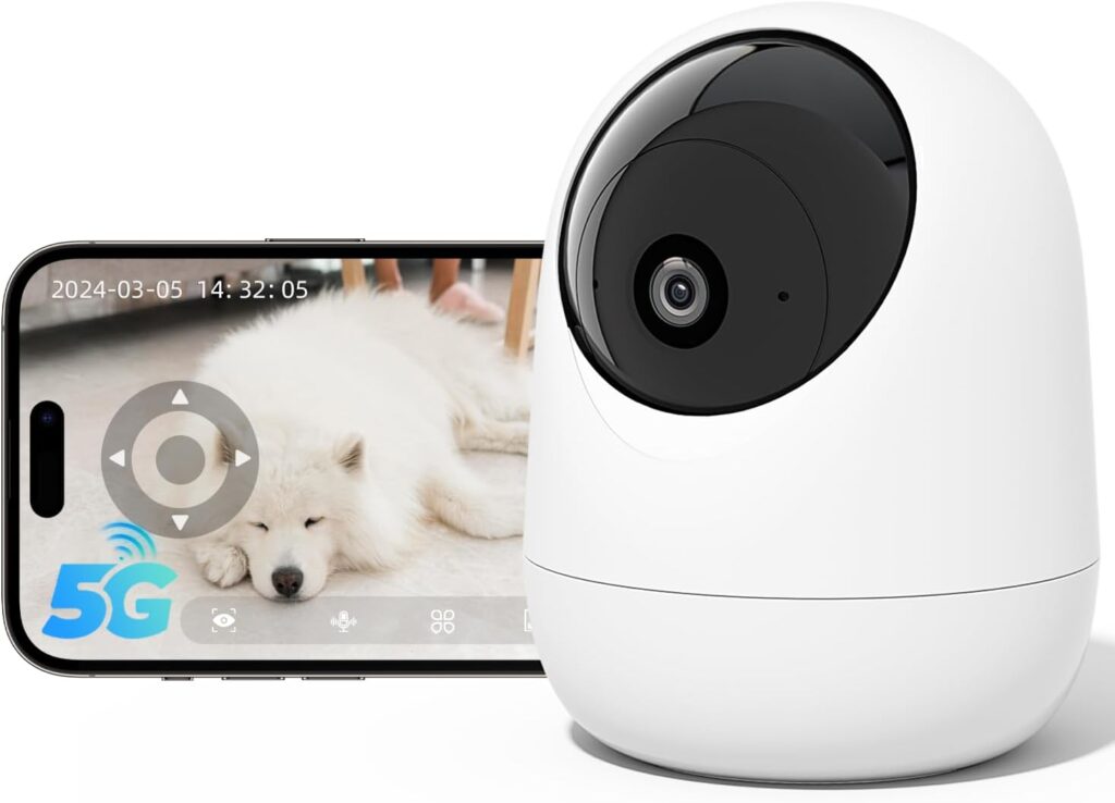 Rraycom Indoor Camera 5G&2.4G WiFi,2K Security Cameras for Home Security,360°Pan & Tilt, Dog/Pet Baby Camera with Motion Tracking& Sound Detection, 2-Way Audio, Night Vision,Siren,Works w/Alexa