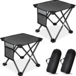 KABOER 2 Pack Folding Camping Stool Portable Outdoor Camping Chair for Fishing BBQ Hiking Gardening and Beach,Travel with Carry Bag(Grey)