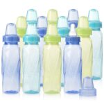 Evenflo Feeding Classic Tinted Plastic Standard Neck Bottles for Baby, Infant and Newborn – Teal/Green/Blue, 8 Ounce (Pack of 12)