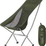 Naturehike Folding Camping Chair, Lightweight High Back Portable Compact Chair, Large Heavy Duty 330lbs for Adults, Hiking Camp Backpacking Festival Travel Beach Picnic Fishing with Storage Bag, Green