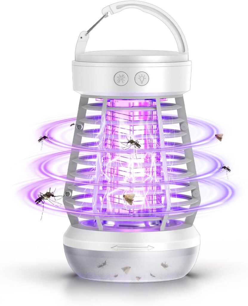 Upgraded Fly Traps,3 in 1 Bug Zapper Outdoor & Indoor, Electric Mosquito Killer Lamp with 2000V Grid & On/Off Switch, Mosquito Traps for Kitchen, Patio, Backyard, and More (White)