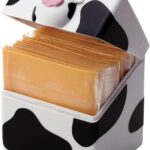 Joie Moo Moo Sliced Cheese Storage Container, Flip Top Fridge Organizer Box, Compact Holder Keeps Slices Fresh and Easy to Find, Cute Cow Kitchen Gadget, BPA-Free