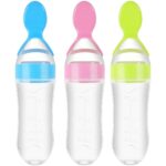 3 Pack Baby Food Feeder, 3 Oz Silicone Baby Feeder, 3 Colors Food Dispensing Spoon, Squeeze Spoon for Boys Girl Kids Toddlers